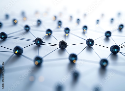 Abstract Network Connection Concept with Interconnected Spheres and Lines Depicting Data Transfer and Communication