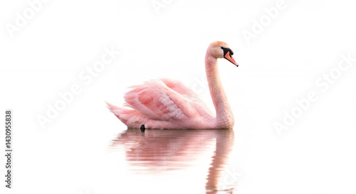 Fototapeta Naklejka Na Ścianę i Meble -  Pink swan on water serene nature image