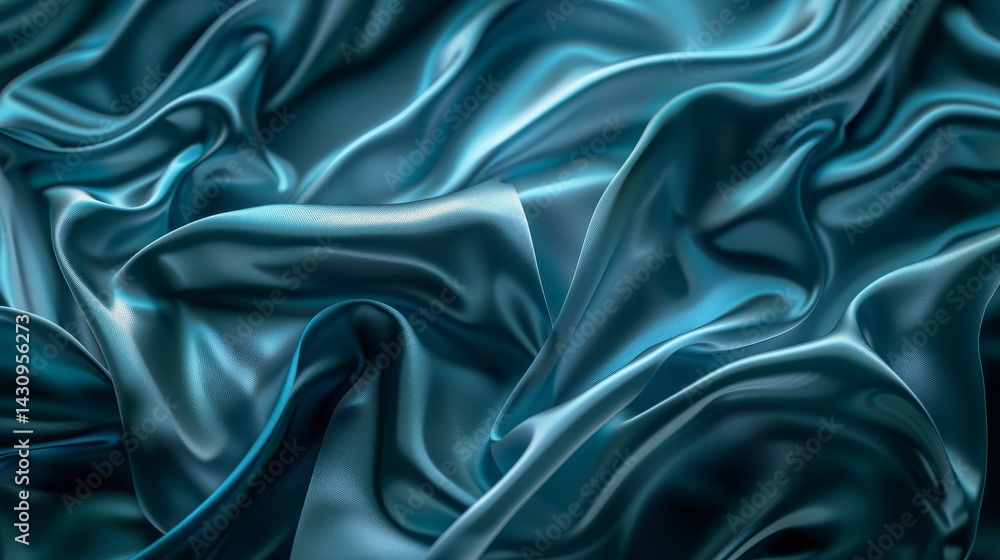 Fototapeta premium Abstract Draped Teal Silk Fabric Texture