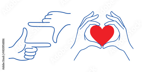 Hands Framing and Heart Gesture Line
