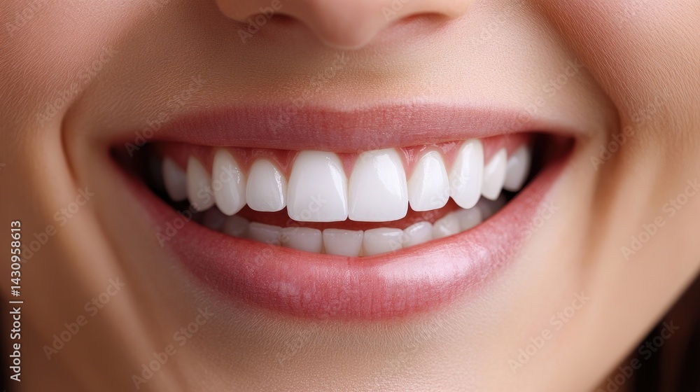 Fototapeta premium A smiling woman with brown hair sits in a dental chair