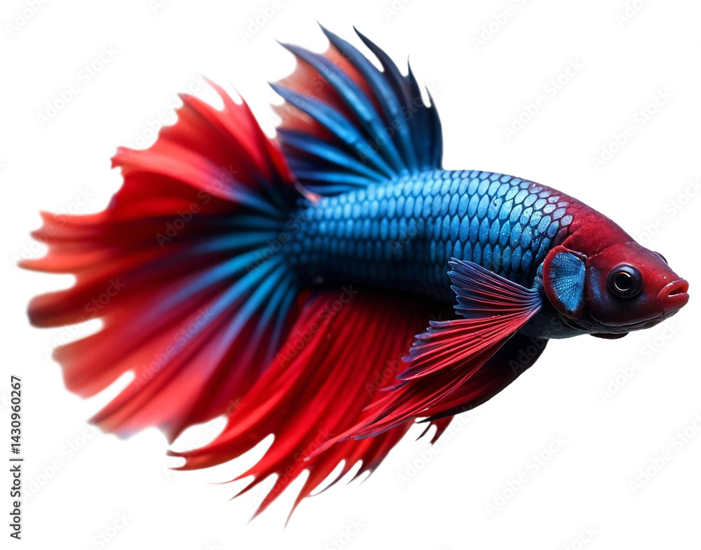 Fototapeta premium Colourful Beta fish in transparent background 