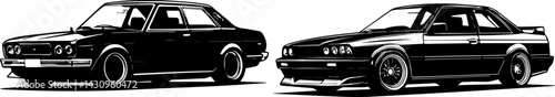Classic Retro Cars Silhouette – Vintage Sports Car Illustration