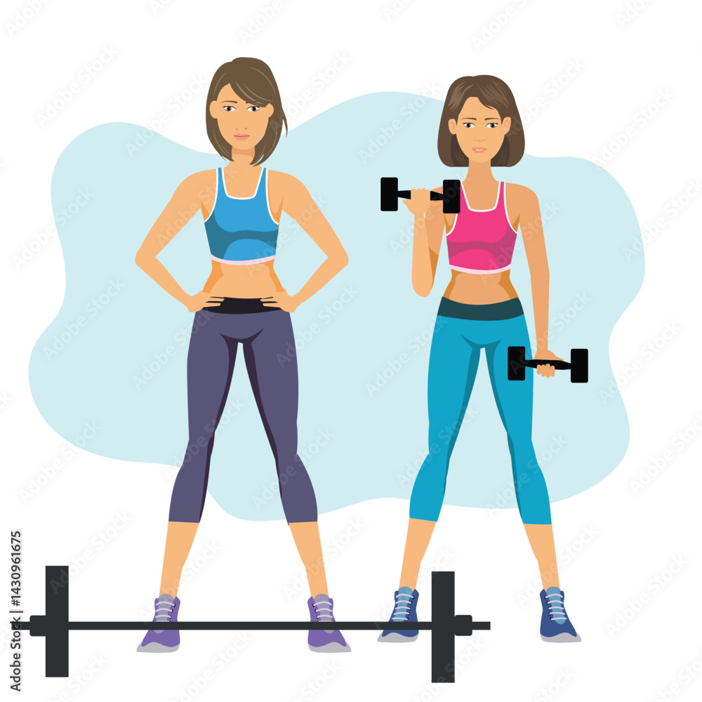 fit women doing exercise on white background. vector, illustration fit women doing exercise on white background. vector, illustration