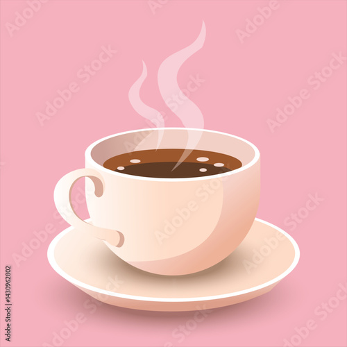 Fresh coffee cup Flat style canteen decoration design. Poster, banner, card. vector illustration.
