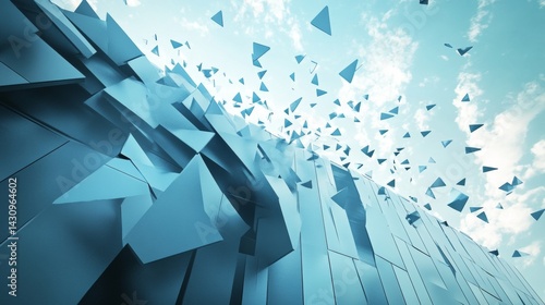 Obraz na płótnie 3D abstract blue shards breaking apart w salonie