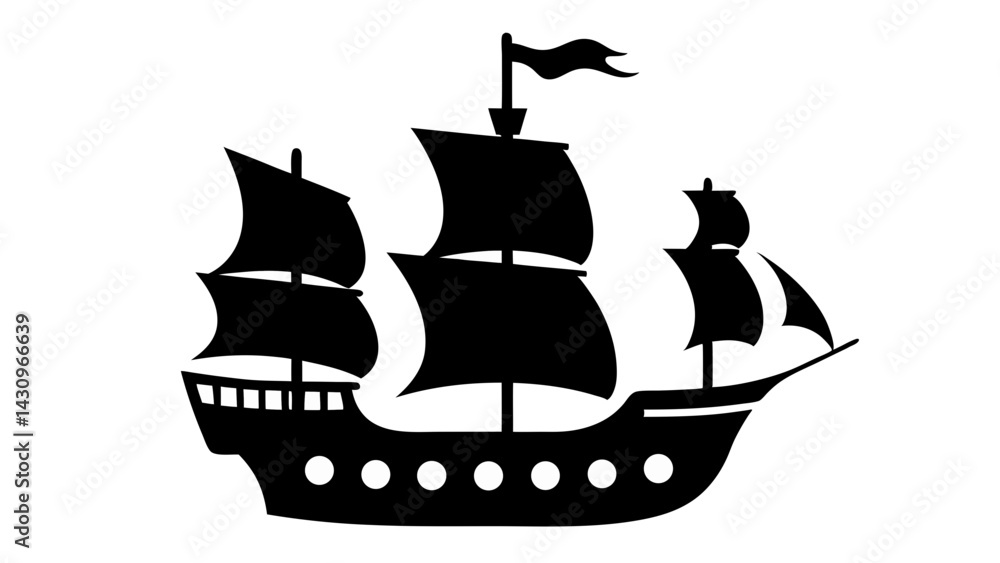 Pirate Ship silhouette vector on tranparent background Pirate Ship silhouette vector on tranparent background