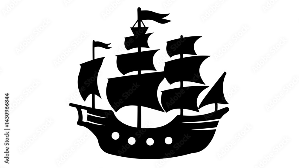 Pirate Ship silhouette vector on tranparent background Pirate Ship silhouette vector on tranparent background