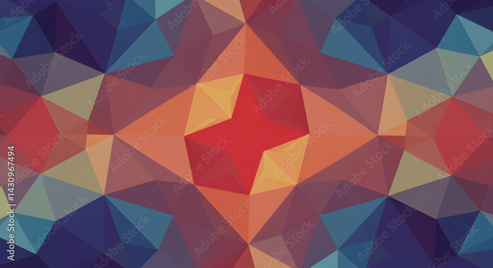 Obraz premium Kaleidoscopic Assembly Of Colored Triangular Geometric Abstraction Art