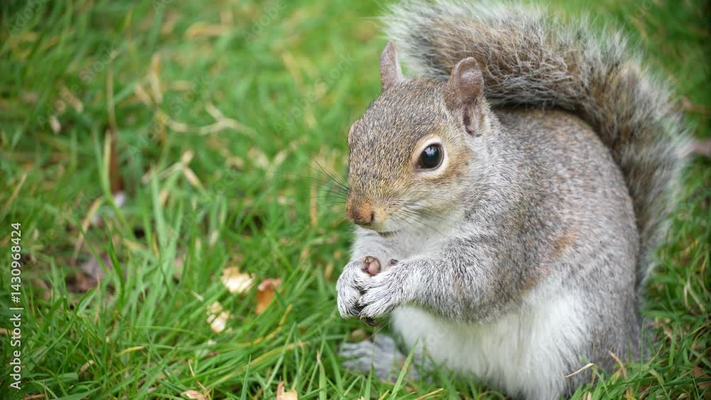 Squirrel eating a nut in the park Squirrel eating a nut in the park