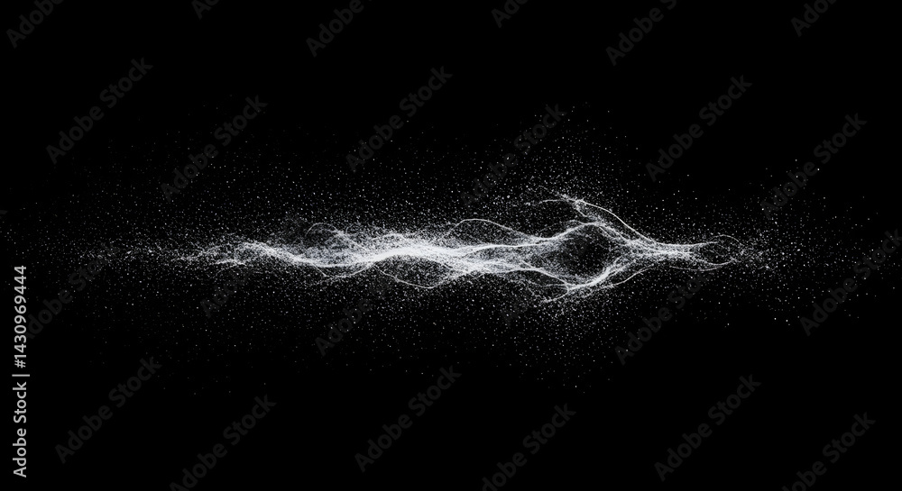 Obraz premium Glowing Nebula Formed by Particles, Sci-Fi Concept Visualization on Black