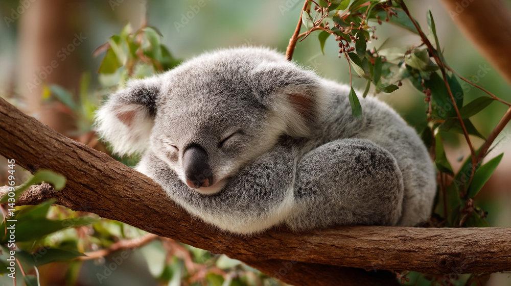 Fototapeta premium koala sleeping on a tree