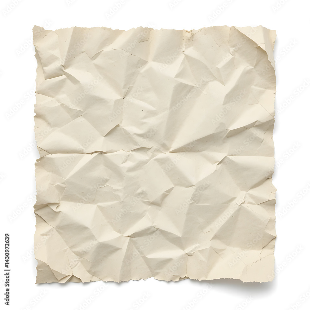 Obraz premium Cream Colored Crumpled Paper Texture Background