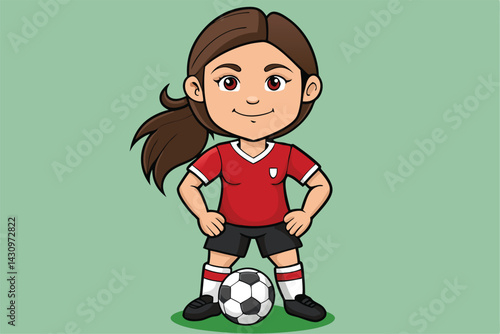 Female soccer player, dynamic pose, running with ball