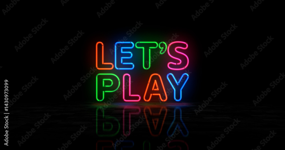 Let's play neon light 3d illustration