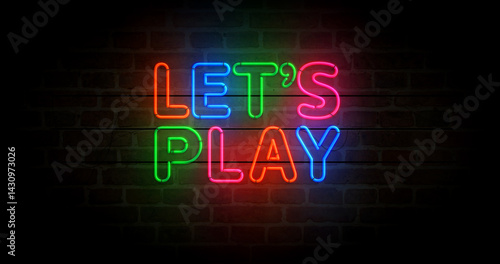 Obraz na płótnie Let's play neon light 3d illustration w salonie