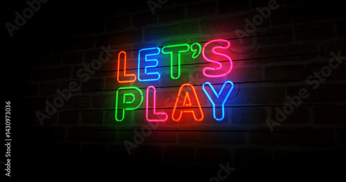 Obraz na płótnie Let's play neon light 3d illustration w salonie