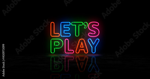 Obraz na płótnie Let's play neon light 3d illustration w salonie