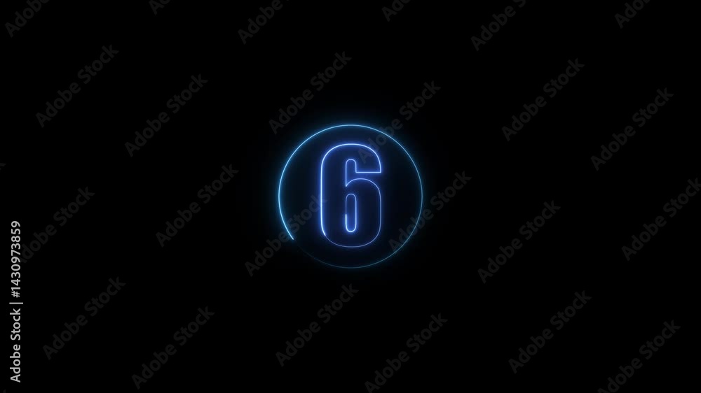 colorful glowing neon 6 text icon animation. Square rectangle picture circle with one tone neon color motion graphic on isolated black a background. colorful glowing neon 6 text icon animation. Square rectangle picture circle with one tone neon color motion graphic on isolated black a background.