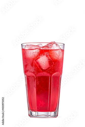 Wallpaper Mural A glass of red hibiscus juice with ice isolated on white background Torontodigital.ca