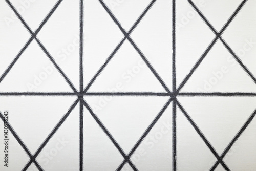 Minimalist Geometric Wall Pattern with Black Lines on White Background