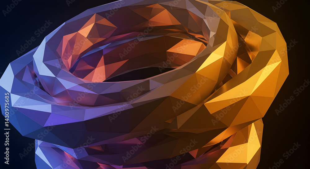 Obraz premium Geometric Helix With Warm Light And Shade Creating Abstract Shape