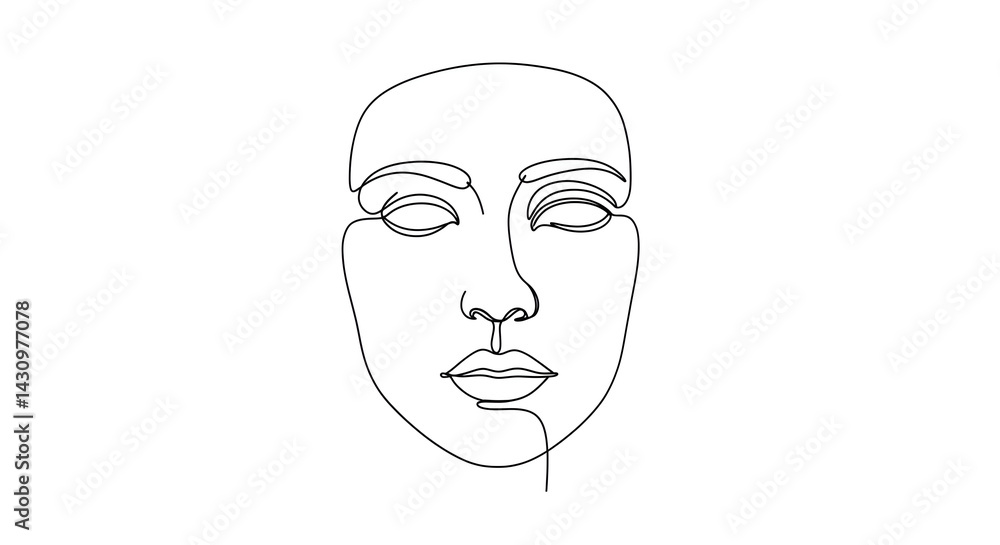 Elegant Face Line Art Drawing Simple Female Portrait Monochrome Design Elegant Face Line Art Drawing Simple Female Portrait Monochrome Design