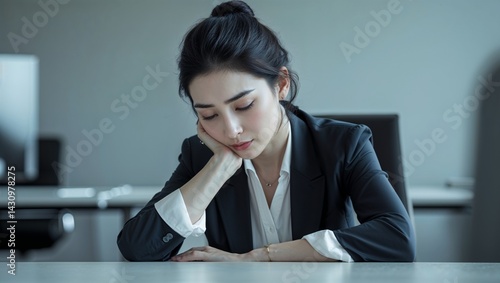 Tired Businesswoman At Her Desk