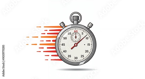 Fast time stopwatch illustration for productivity theme