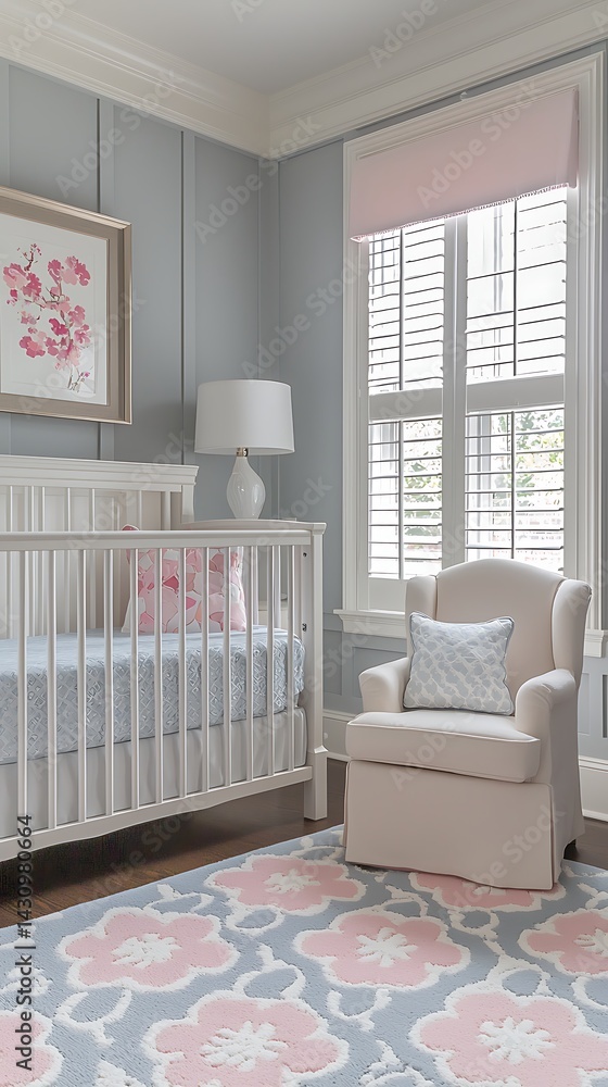 Cozy nursery with a soft, feminine aesthetic Cozy nursery with a soft, feminine aesthetic