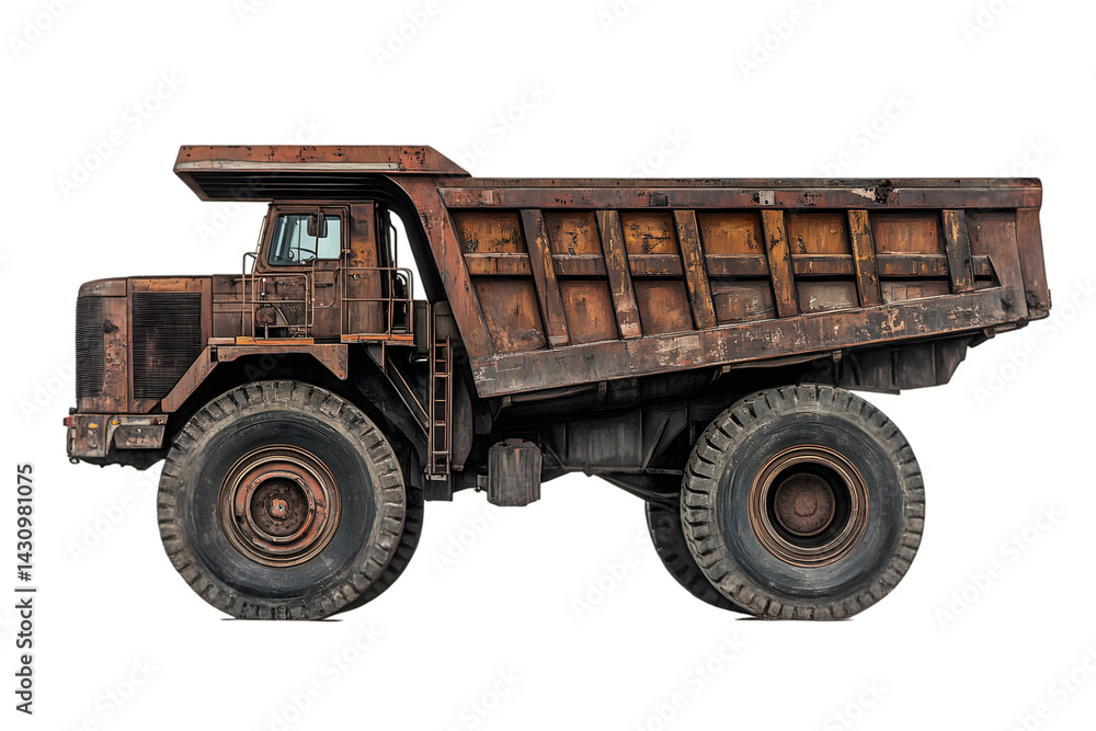 Fototapeta premium Rusty mining truck, isolated on white