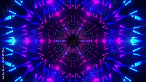 Wallpaper Mural 3d animated illustration of blue, purple neon futuristic tunnel with seamless looping Torontodigital.ca