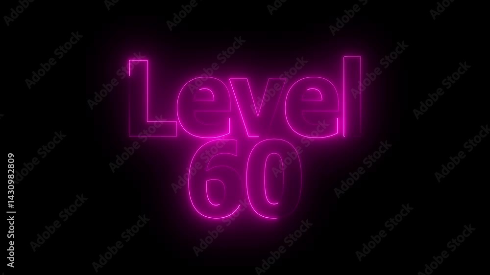 Level 60 animation by pink color neon on black background. Level 60 animation by pink color neon on black background.