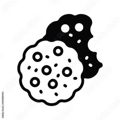 Chocolate cookies icon creatively designed in glyph style