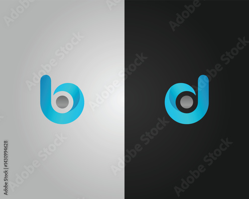 b or d Abstract Letter Initial Logo Design Template Vector.