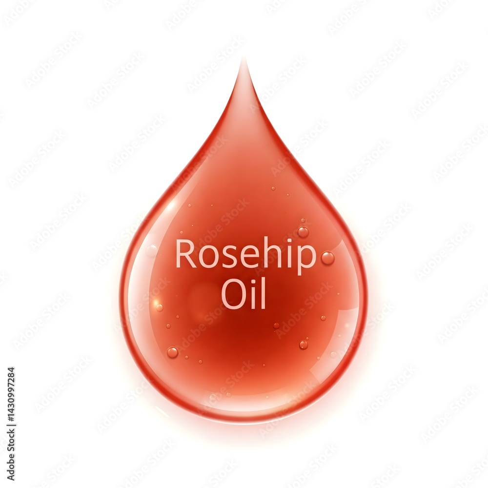 Obraz premium Rosehip Oil icon skincare ingredients with transparent white background