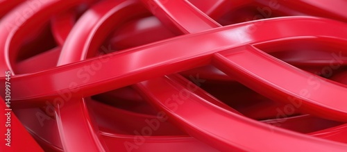 Red abstract shapes tangled, close-up, digital art, background blur