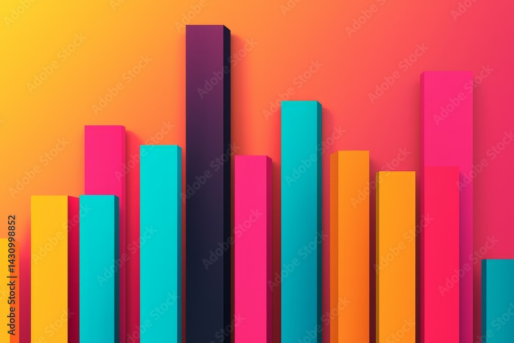 Colorful bar graph with vibrant gradient background. Colorful bar graph with vibrant gradient background.