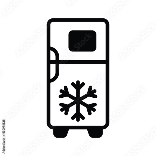 A well designed glyph style icon of electric fridge