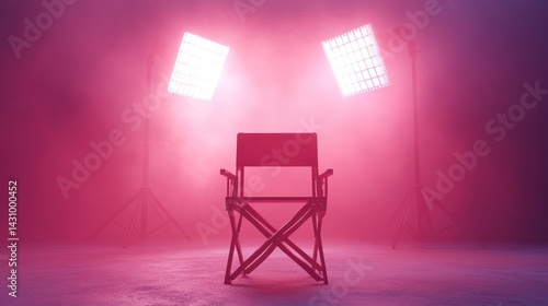 Pink Studio, Director's Chair, Lights, Fog, Film