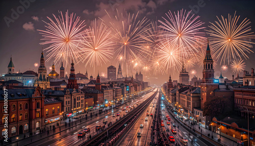 Fireworks Over the Moscow City