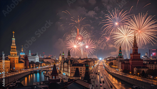 Fireworks Over the Moscow City