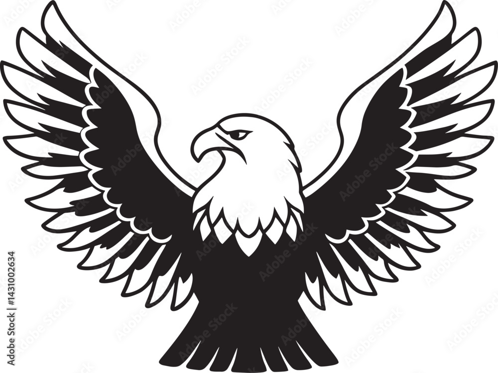 Obraz premium Majestic Eagle Soaring Wings Vector Illustration