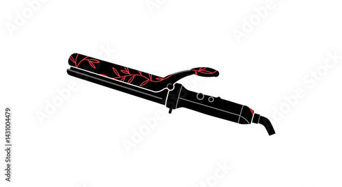 Not bad ikon. Author's concept. Curling iron with floral design