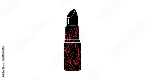 Not bad ikon. Author's concept. Lipstick with floral design on white background