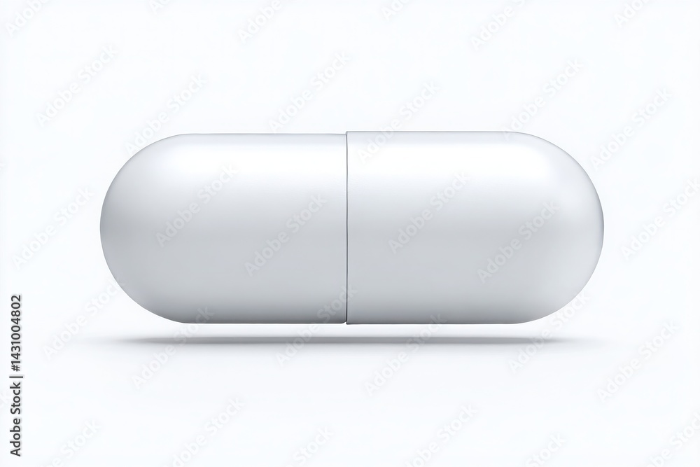 Single white capsule close up isolated on white background Single white capsule close up isolated on white background