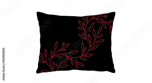 Not bad ikon. Author's concept. Decorative pillow with red leaves on black background