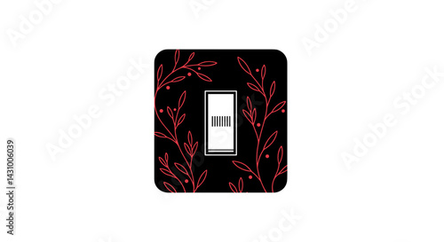 Not bad ikon. Author's concept. Light switch with red leaf pattern on transparent background