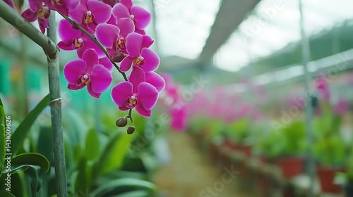 Orchids in a greenhouse