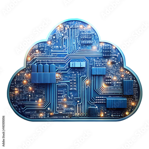 Obraz na płótnie Cloud Computing: Circuit Board Design in Cloud Shape w salonie